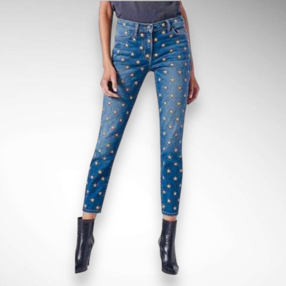 CURRENT/ELLIOTT LIMITED EDITION BRENNING STARS The‎ Stiletto Jeans Sz 24 | NWT